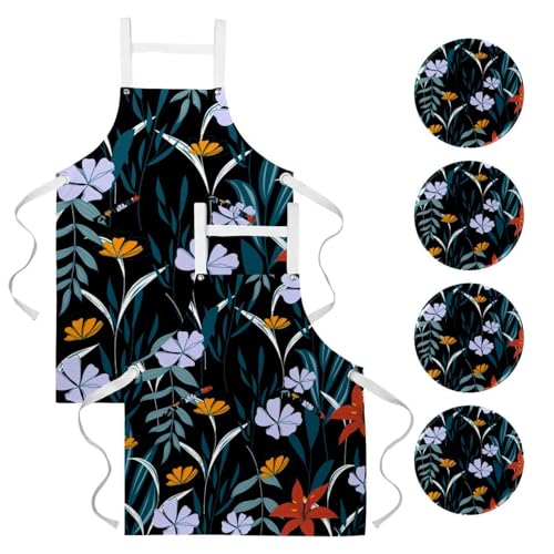 Tablier de serveuse fleuri multicolore idéal pour la pâtisserie