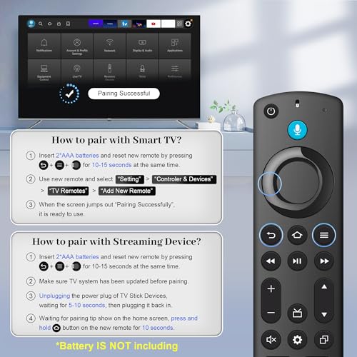Image of Replacement Voice Remote Control for All Fire-Series, TV Cube(1st /2nd /3rd Gen), Fit for All Stick 4K /4K Max, Stick (2nd /3rd Gen) /Lite /HD, for Insignia-Pioneer TVs