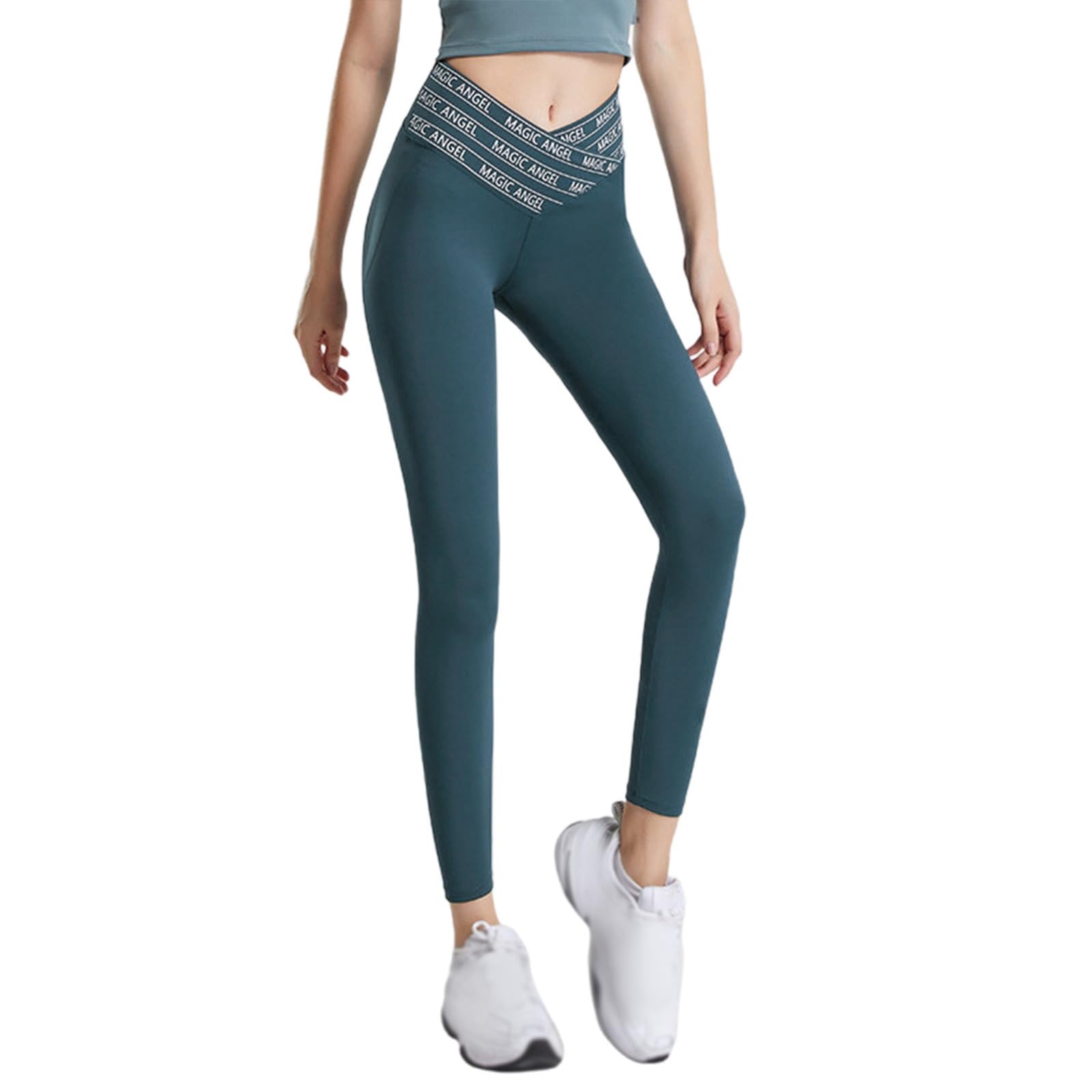 Generico Leggins Donna Cotone Pilates Vita Alta Sportivi 3/4 Leggings Scrunch Palestra Yoga Senza Cuciture Pantaloni Lunghi Pantalone Completo