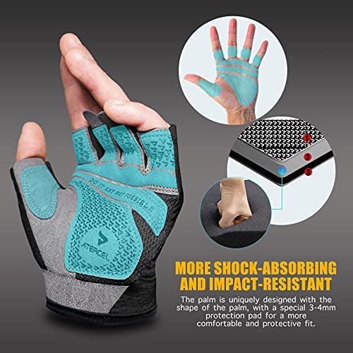 Atercel Guantes de levantamiento de pesas, protección completa de la palma, guantes de entrenamiento para gimnasio, ciclismo, ejercicio, transpirables, súper ligeros para hombres y mujeres - Imagen 6