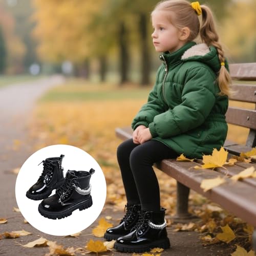 Kids Ankle Boots Boys Girls Side Zipper Lace up Work Boots Cowboy Cowgirl Combat Boots Side Toddler Zip Booties3