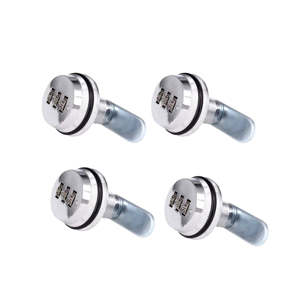 Junway（4Pack Combination Cam Lock Security Locks Bright Chrome Zinc Alloy Password Coded Lock for Safety of Box Cabinet Drawer(Size:20mm/0.78inch)