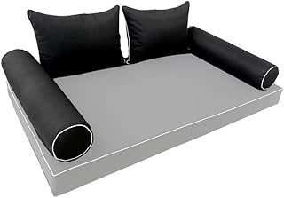 MH GLOBAL Crib Contrast Pipe Trim Bolster & Back Pillow Cushion Outdoor Slip Cover ONLY Style4 - AD109