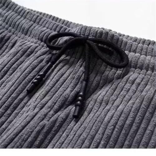 Men's Vintage Winter Fleece Corduroy Sweatpants Thick Thermal Straight Pants with Zipper Pockets3