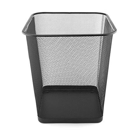 D.RECT Metal Bin Mesh 18L | Wire Mesh Waste Paper Bin | for Home, Office, School | Square Office Trash Can | Black Cover