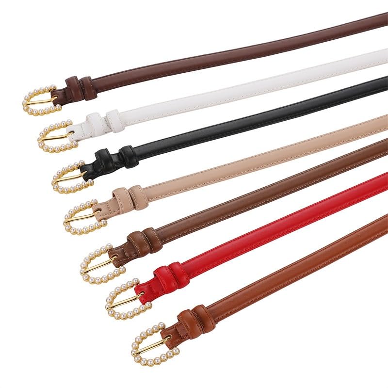 Women's Belt with Versatile Decorative Thin Belt Genuine Leather Belt and Jeans Belt(D)2