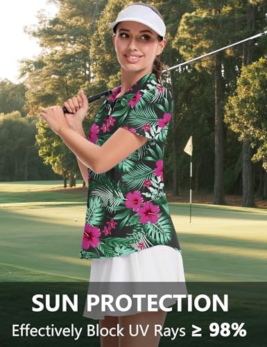 Image of LOMON Womens Golf Polo Shirts Summer Short Sleeve 1 /4 Zip Tops Moisture Wicking Casual Tennis Activewear with Pockets