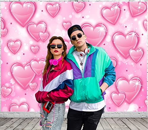 Pink Heart Early 2000s Backdrop Y2K Party Decorations,90s Old School Backdrops for Glamour Photoshoot Womens 18th 30th Birthday Banner 2000 s Background Girls Kids Portrait Selfie Props 8x6ft by InMemory - Image 2