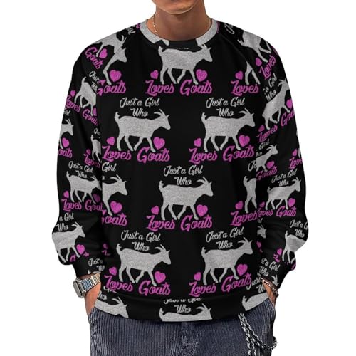 Just A Girl Who Loves Goats Men's Crewneck Sweatshirt Pullover Long Sleeve Casual Tops
