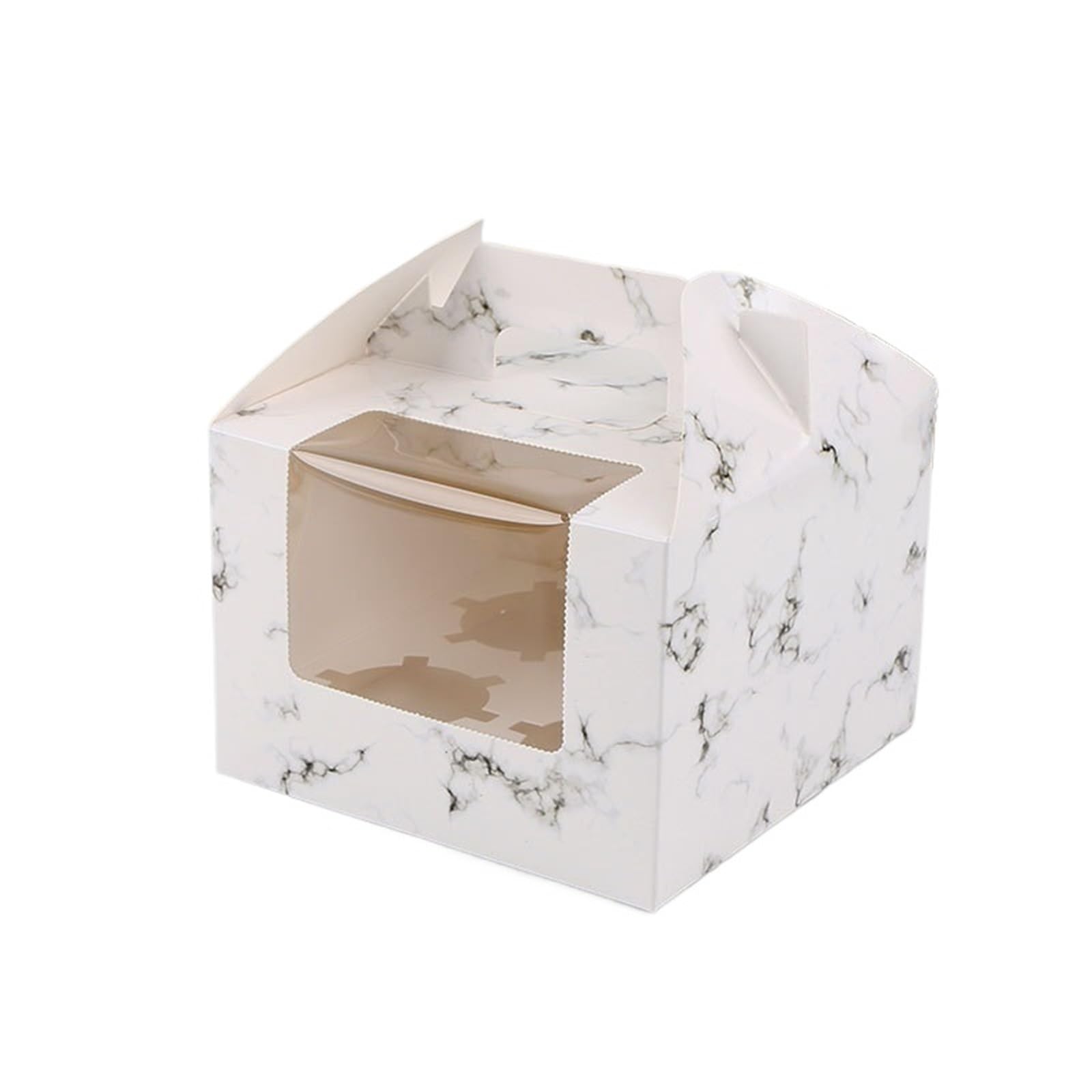 DHYUACN Cupcake Boxes with Clear Window Paper Cup Cake Box With Transparent Window, Muffin, White Cardboard, Baking Packaging(4 holes-1)