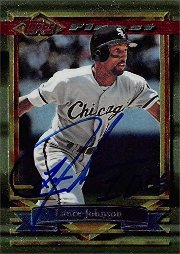 Lance Johnson autographed baseball card (Chicago Sox, SC) 1994 Topps Finest #54 - Baseball Slabbed Autographed Cards