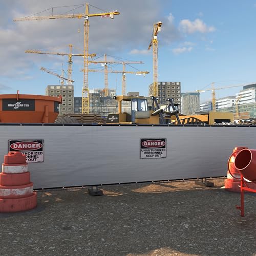 Amgo 6' x 50' Grey Fence Privacy Screen, Commercial Standard Heavy Duty Windscreen with Bindings & Grommets, 90% Blockage, Cable Zip Ties Included (We Make Custom Size) - Thumbnail 7
