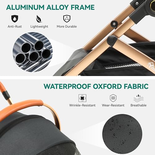 YITAHOME Hundewagen für Hunde, Hundebuggy Hunde, Hunde Buggy, Katzenwagen, Hundewagen 3 in 1 Hundebuggy Bis 20kg, Klappbar, Faltbar Hund Kinderwagen, 80 * 59 * 101cm (Schwarz)