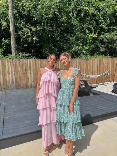 Halter Bridesmaid Dresses for Women with Tiered Long Chiffon Layered Prom Dress 2025 A Line Formal Evening Gowns4