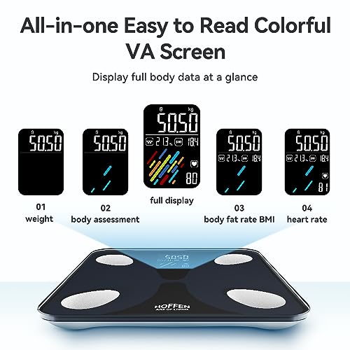 Image of Hoffen (Made in India) Smart Electronic Digital Weight Machine for Body Weight, Fitness Composition Monitor, NEW HEART RATE And V /A SCREEN, Free Bluetooth APP, 2 Years Warranty HO 45 APP