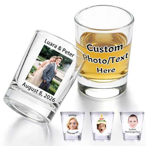 Custom 2oz Shot Glasses with Photo & Text Set for Events