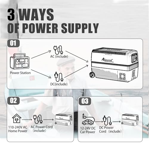 Alpicool T50 50L Kompressor Kühlbox 12V tragbarer Kühlschrank elektrische Gefrierbox klein Gefrierschrank für Auto camping, Lkw, Boot und Steckdose mit USB-Anschluss, -20℃ bis 20℃