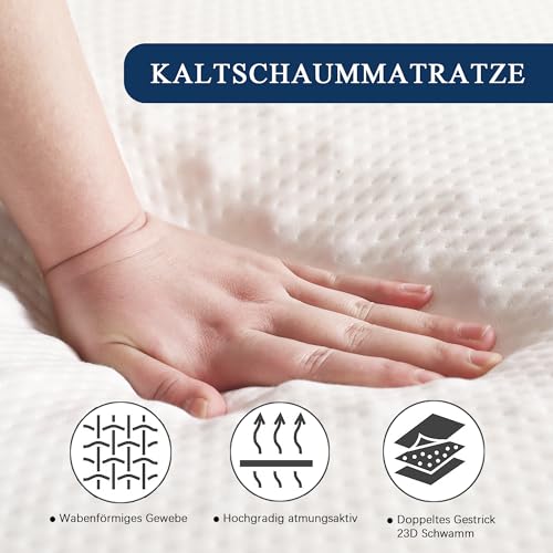 Generisch Kaltschaummatratze, Faltbar, 140x200 cm, H3-Härte, OEKOTEX, Abnehmbarer Bezug, Atmungsaktiv, Weiß – Bild 4
