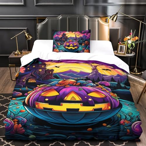 Housse de couette citrouille Halloween pour chambre d'enfant et ado