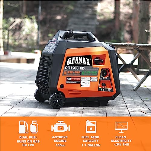 GENMAX Portable Generator, 3500W Super Quiet Gas or Propane Powered Engine with Parallel Capability, Manual start,Ideal for Camping Travel Outdoor.EPA Compliant - Image 4