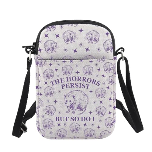 CHOORO Racoon Opossum Shoulder Bag The Horrors Persist But So Do I Crossbody Bag Mental Health Gift Opossum Lover Gift - Main Image