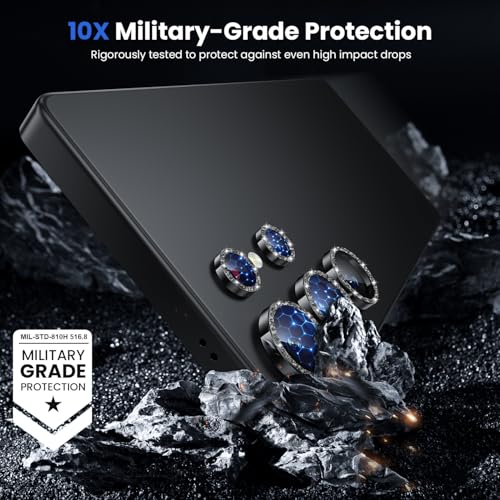 Image of WSKEN for Samsung Galaxy S25 Ultra Camera Lens Protector - Ultra Thin | Case Friendly, 9H Shatterproof Tempered Glass, Anti Scratch Metal Circle, Camera Screen Protector Cover Accessories, Glitter