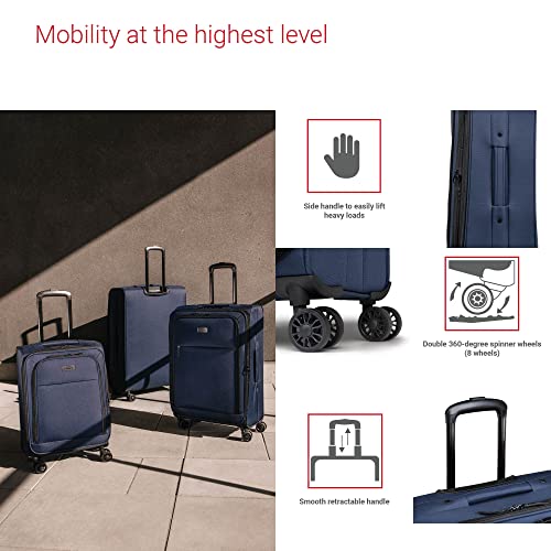 Bugatti Reborn Collection 28 Inch Spinner Luggage for Airplanes, Large Expandable Suitcase with 360-Degree Spinner Wheels, Retractable Handle, Navy3