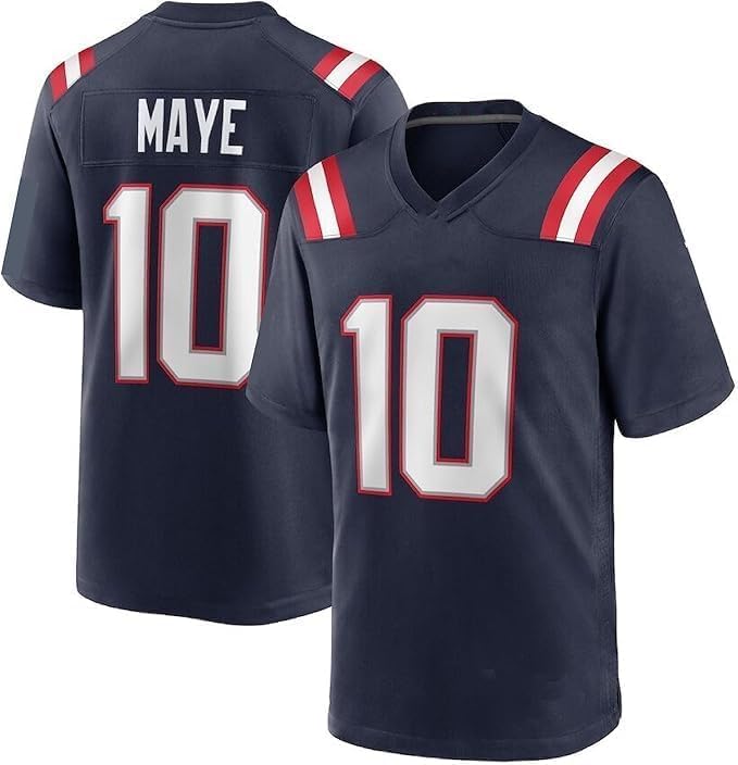 Custom Stitched Drake Maye Adult Navy Blue Jersey