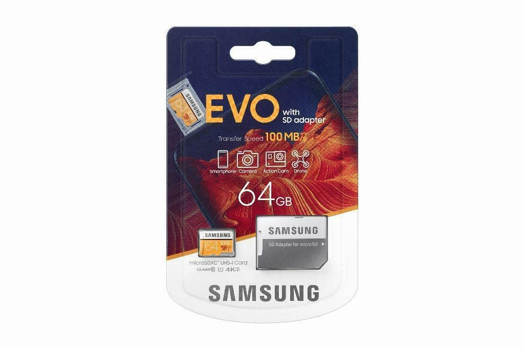 SAMSUNG Evo 64GB MicroSDXC Class 10 UHS-I Flash Memory Card