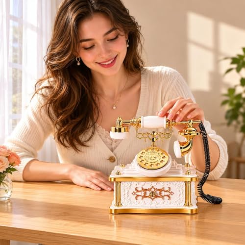 Altavoz retro mini con función musical y base tallada para decoración elegante RoaQinFo 5
