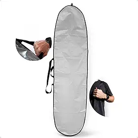 Capa Prancha de Surf Longboard Refletiva Térmica [Escolha: 9'3 ou 9'7] - Bag Impermeável Zíper Anticorrosivo e Alça Acolchoada - Nylon Reforçado Heavy Duty