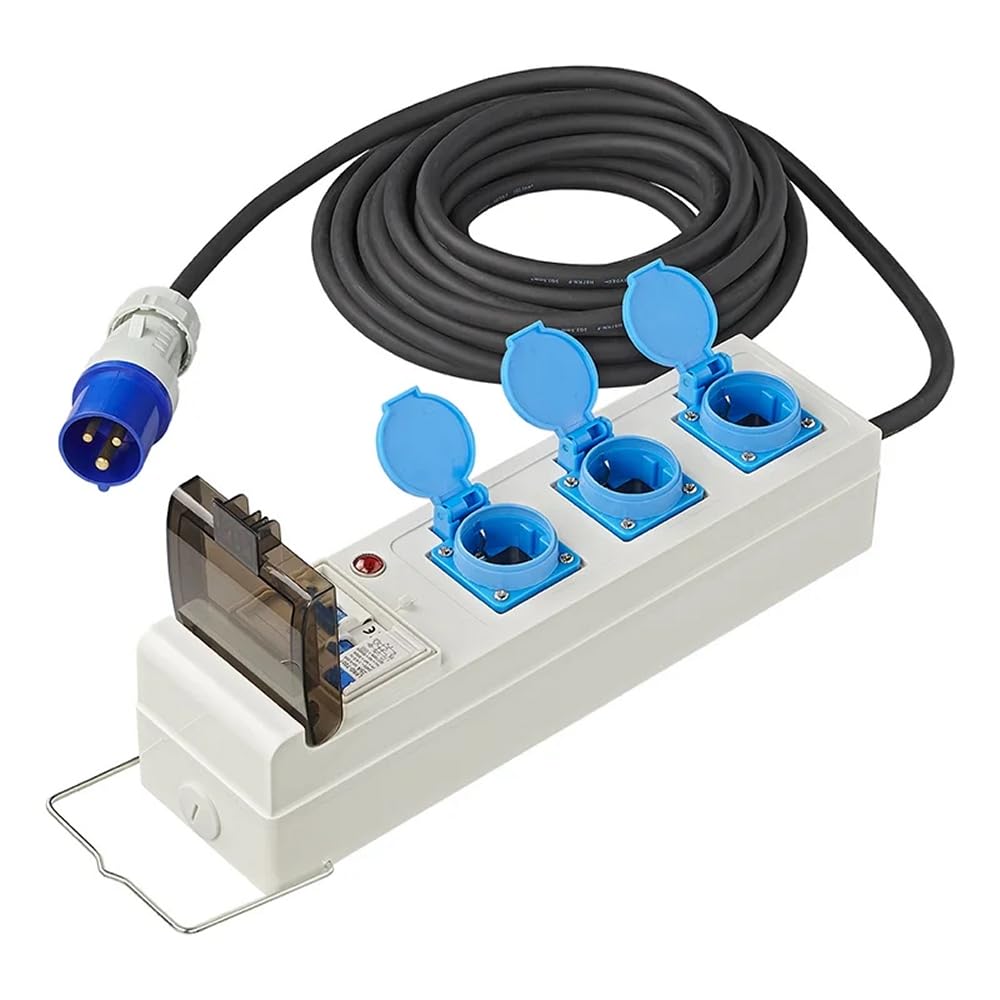 ProPlus 373584DE Zelt Faltwagen Steckdose mit 20m Kabel - 3x2,5mm² mit MCCB und FI-Schalter - IP44