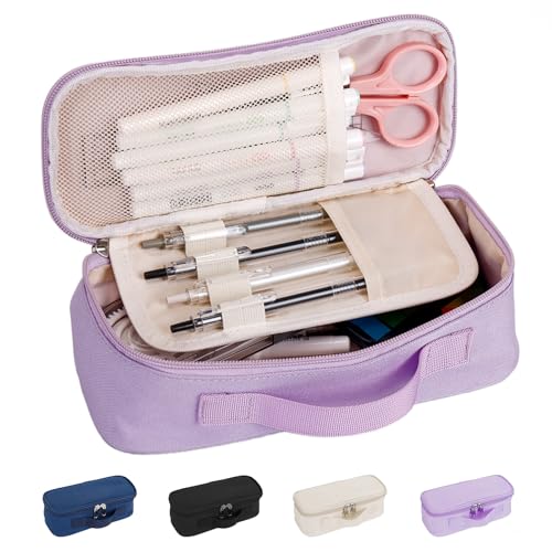 Image of Hsmihair Big Capacity Pencil case pencil Bag Multifunctional Pencil Pouch with Compartmens, pencil box for girls boys Stationery Bag Pencil case Pouch Cosmetic 2100ML (Purple)