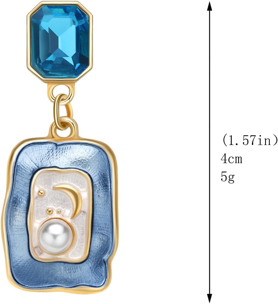 Vintage Art Handmade Earrings for Women Hand Painted Pearl irregular Dangle Drop Earrings Hypoallergenic Wedding Jewelry Gift for Mom Wife - Image 4