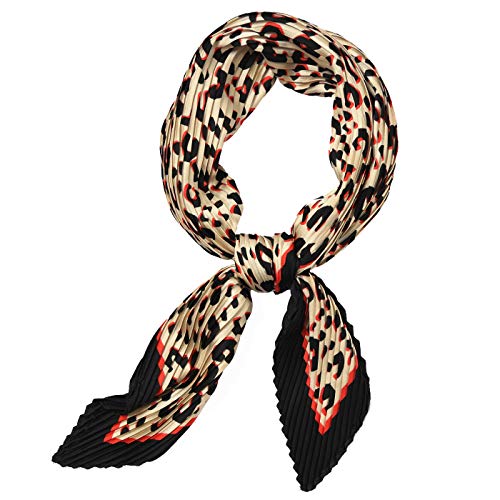Fashion Pleated Pattern Diamond Shape Lightweight Square Satin Hair Neck Scarves for Women
