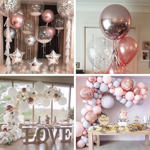 Image of 6pcs 22 Inch Rose Gold 4D Foil Balloons - Large Premium Balloons for Disco Birthday Graduation Party Decorations