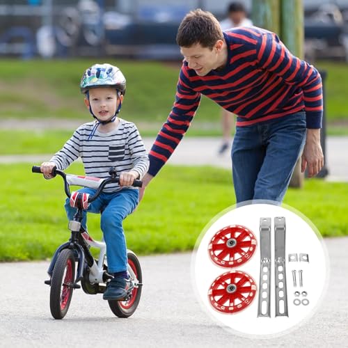 Ruedas de entrenamiento MAGICLULU con soportes para bicicleta de 12-20 pulgadas, color rojo, ruedas auxiliares traseras para aprender a andar en bicicleta miniatura 7