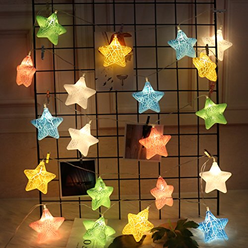 SkyeyArc 20Ft 40 LED Battery Operated Fairy Lights for Kids Room Decor, Colorful Star String Lights for Girls Room Decorations, Starry Lights for Bed Canopy, Kids Playhouse Accessories