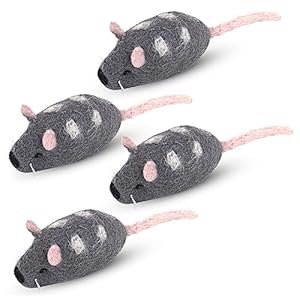 Wool Cat Mouse Toys – 4-Pack Handmade Felt Mice Without Catnip for Indoor Cats, Unique Cat Toys for Hours of Engaging Playtime Fun