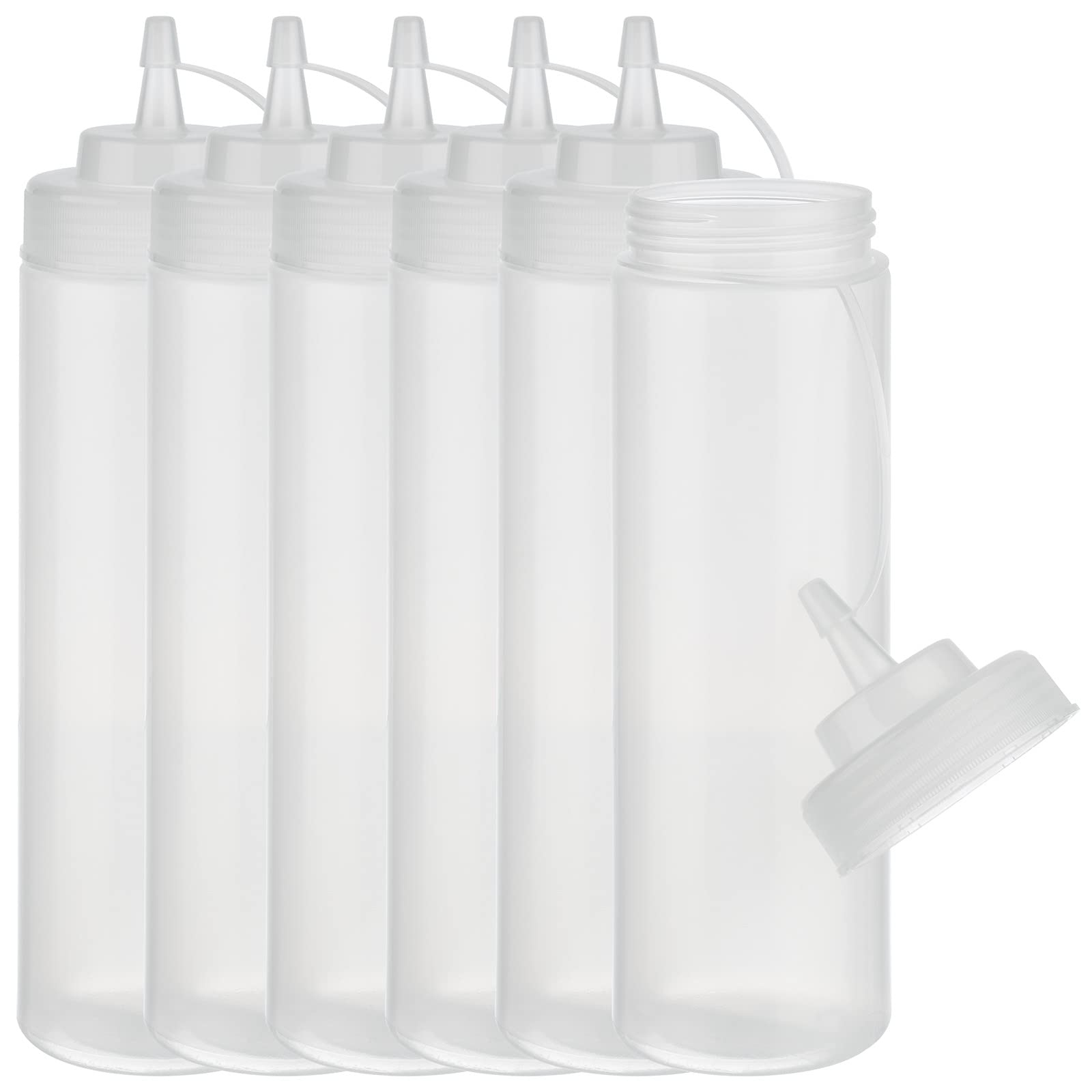 Lot De 6 Bouteilles Compressibles APS - 760 Ml, H 26,5 Cm - Polyéthylène Transparent - Avec Couvercle à Visser Bouteille Restauration Lot De 6 Bouteilles Compressibles APS - 760 Ml, H 26,5 Cm - Polyéthylène Transparent - Avec Couvercle à Visser Bouteille Restauration