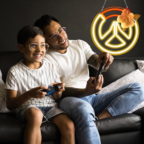 Image of OW Game Neon Sign for Game Zone Decor,Led Lights for Man Cave PlayRoom Internet Bar or Bedroom Decoration.5V USB Powered,Easy Hanging.