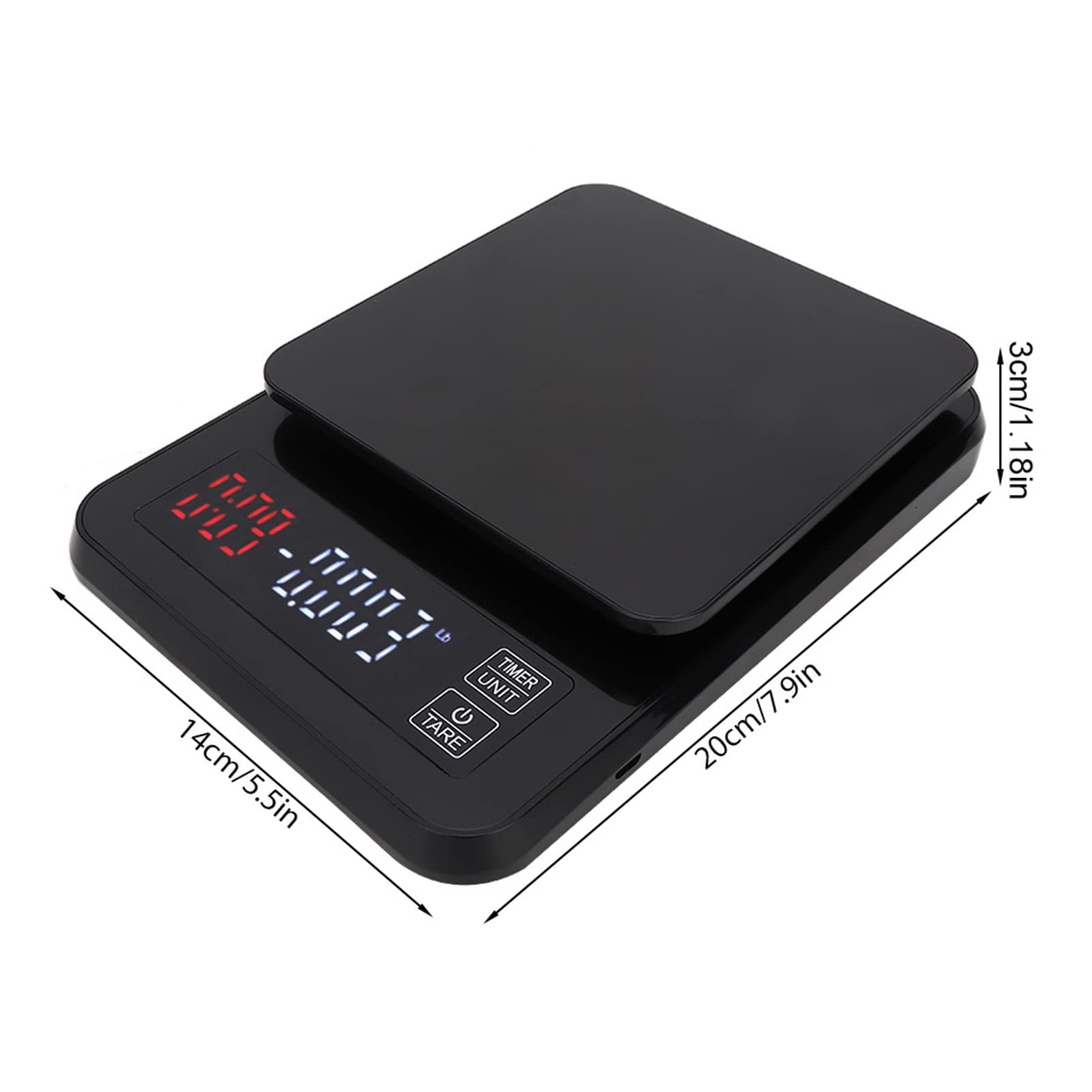 Cyfrowa waga do kawy o wysokiej precyzji 5kg Dokładność 0,1g Elektroniczna waga kuchenna z wyświetlaczem LCD Funkcja timera dla domowej kawiarni Pieczenie biżuterii Ważenie Czarny