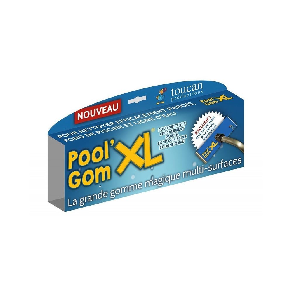 jardiboutique - Tête de Balai Brosse Piscine Pool Gom XL Multi-Surfaces + 2 éponges - Désincruste Liner, escalier et Ligne d'eau Jusqu'au Fond du Bassin - Réf JB-00416
