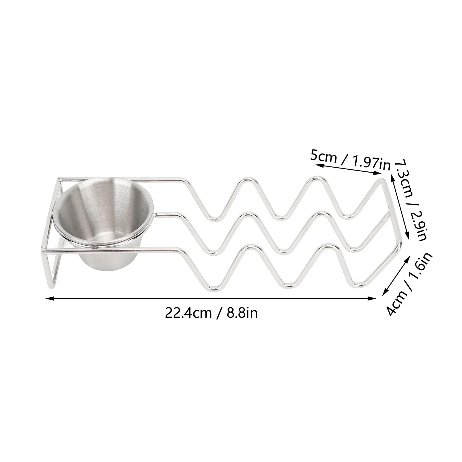 Mumusuki Taco Stand, Stainless Steel Taco Tray with Sauce Bowl, Taco Shell , for Home Kitchen or Restaurant Use (stainless steel #11)