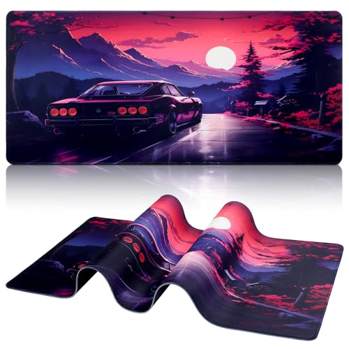 Alfombrilla Ratón XXL, 900×400×3 mm Alfombrilla Gaming, Grande Tamaño Mouse Pad con Bordes Cosidos, Antideslizante Alfombrilla Escritorio, Mejora la precisión y la Velocidad (Atardecer)