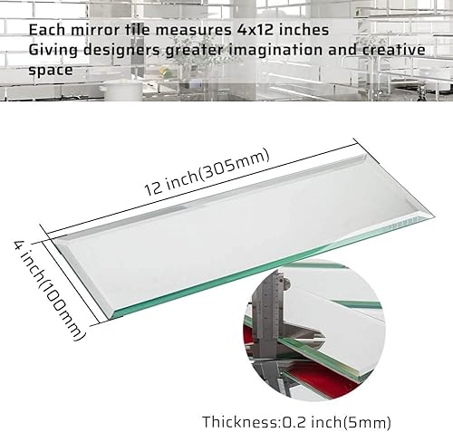 Miniatura 9 de Soulscrafts Azulejo de espejo antiguo para salpicaduras, 3 x 10 pulgadas, 24 piezas, autoadhesivos, azulejos de metro de espejo biselado para