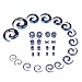 IPINK Gauges Kit Glitter Spiral Tapers and Plugs 14G-00G Stretching Kit - 32 Pieces