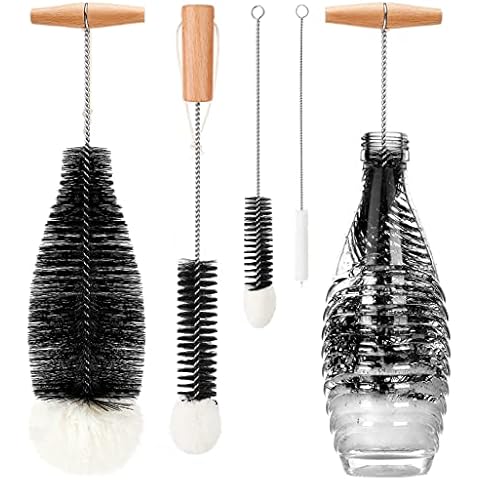 Homealexa Cleaning Bottle Brush, 4 Pcs Long bottle brushes for cleaning Narrow Neck glass pipe, Wine Glass ,Tea Coffee Cup, Sports Water Bottles, Kettle Brush, Straw brush, Tube and baby bottle brush Cover