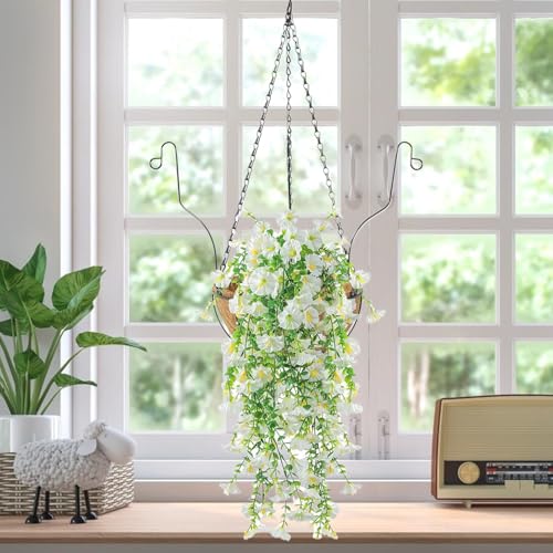 Panier de fleurs artificielles à suspendre déco mariage - 4