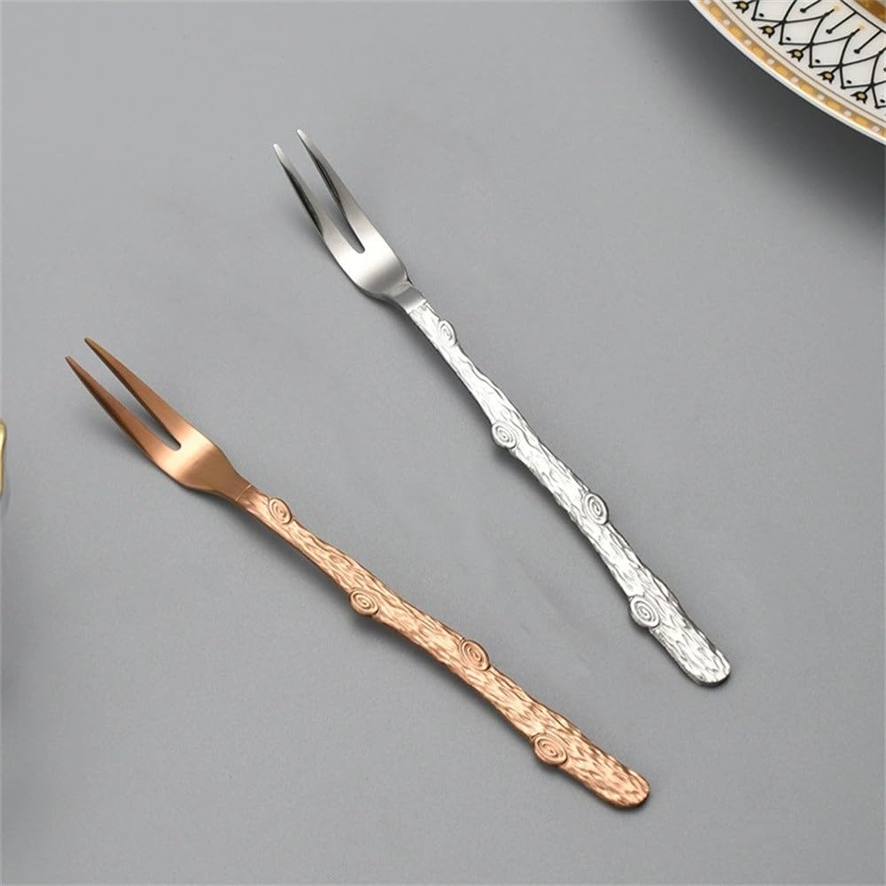 LYVQZPWLRcuchara de Acero Inoxidable, Tenedor de Fruta Tenedor de Fruta Tenedor de Postre Creativo Tenedor Occidental for Postre Pastel Fruta(Silver)